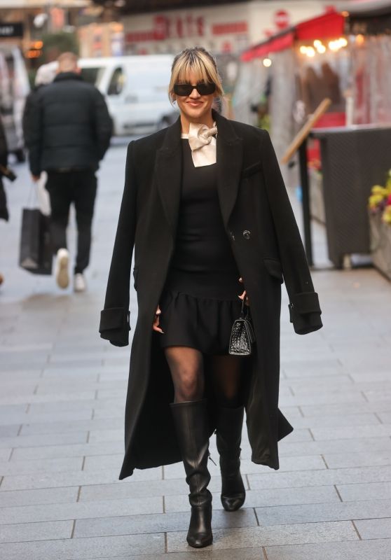 Ashley Roberts in a Black Mini Dress With a Beige Bow - London 12/07/2022