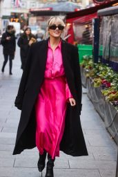 Ashley Roberts in a Pink Belted Dress in London 12/08/2022