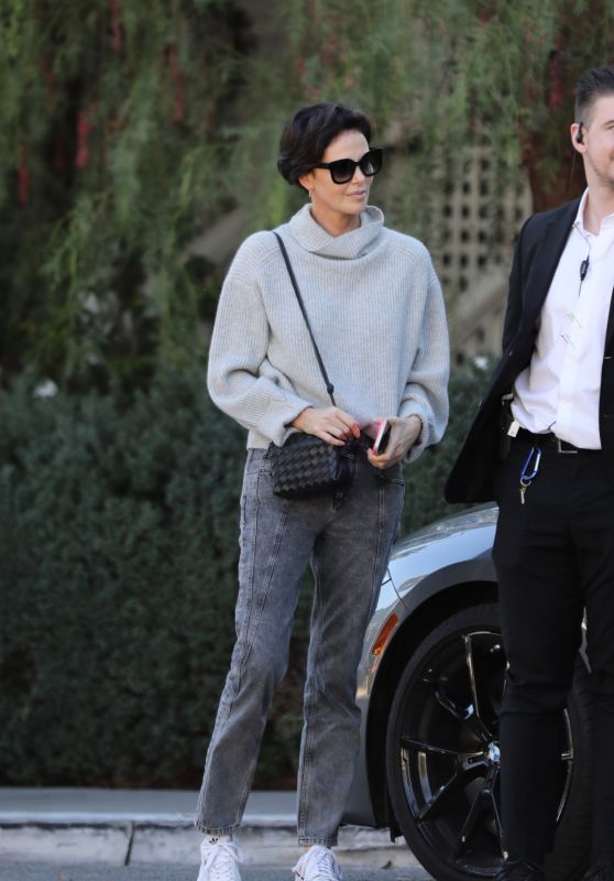 Charlize Theron in a Mock Neck Knitted Sweater - Los Angeles 12/12/2022