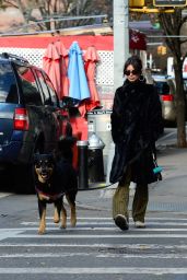 Emily Ratajkowski in a Fur Coat in New York 12/01/2022