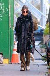 Emily Ratajkowski in a Fur Coat in New York 12/01/2022