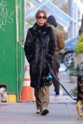 Emily Ratajkowski in a Fur Coat in New York 12/01/2022