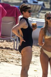 Emma Forbes in a Black Swimsuit in Barbados 12/22/2022