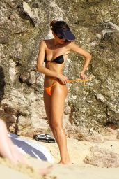Izabel Goulart and Kevin Trapp at Gourverneur Beach in St Barts 12/20/2022