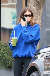 Kaia Gerber in Blue Hoodie and Yoga Pants - Los Feliz 12/22/2022