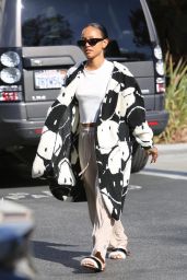 Karrueche Tran in a Pair of Cozy Sweatpants and Cropped White Top   West Hollywood 12 07 2022   - 17