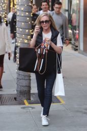 Kathy Hilton Wears Lily and Bean Tote Bag With a Puffer Vest - Shopping at MAXMARA in Beverly Hills 12/22/2022