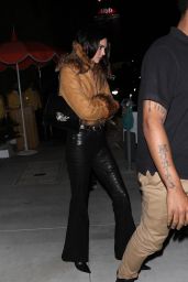 Kendall Jenner in a Brown Leather Jacket - Bird Streets Club in West Hollywood 12/13/2022