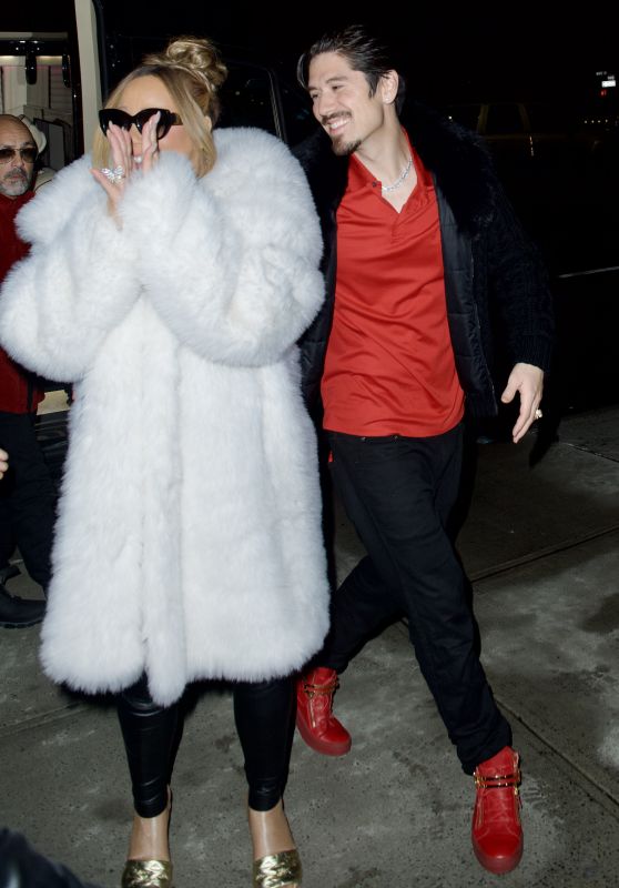 Mariah Carey Wearing a Adrienne Landau Coat in New York 12/17/2022