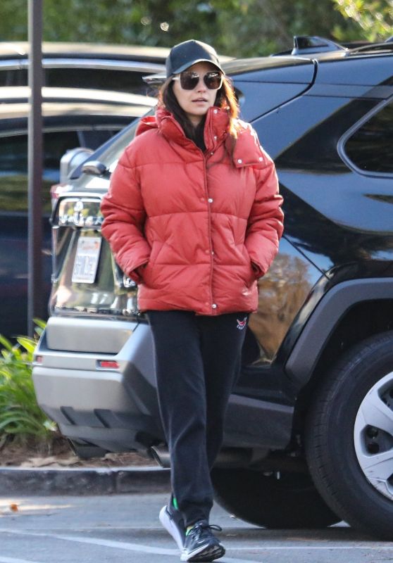 Mila Kunis Wears a Big Red Puffer Jacket - Los Angeles 12/14/2022