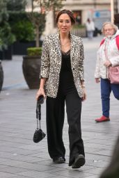 Myleene Klass Wearing an Animal Print Jacket and Sophisticated Glasses in London 12/01/2022