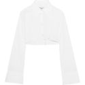 Off White Long Sleeve Cropped Cotton Poplin Shirt in White