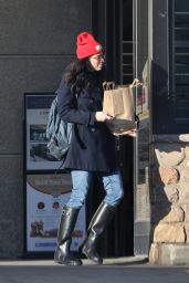 Sarah Silverman in a Navy Blue Coat and a Red Beanie - Grocery Shopping in Los Feliz 12/11/2022