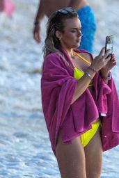 Tallia Storm in a Yellow Bikini at Sandy Lane Hotel’s Beach in Barbados 12/23/2022