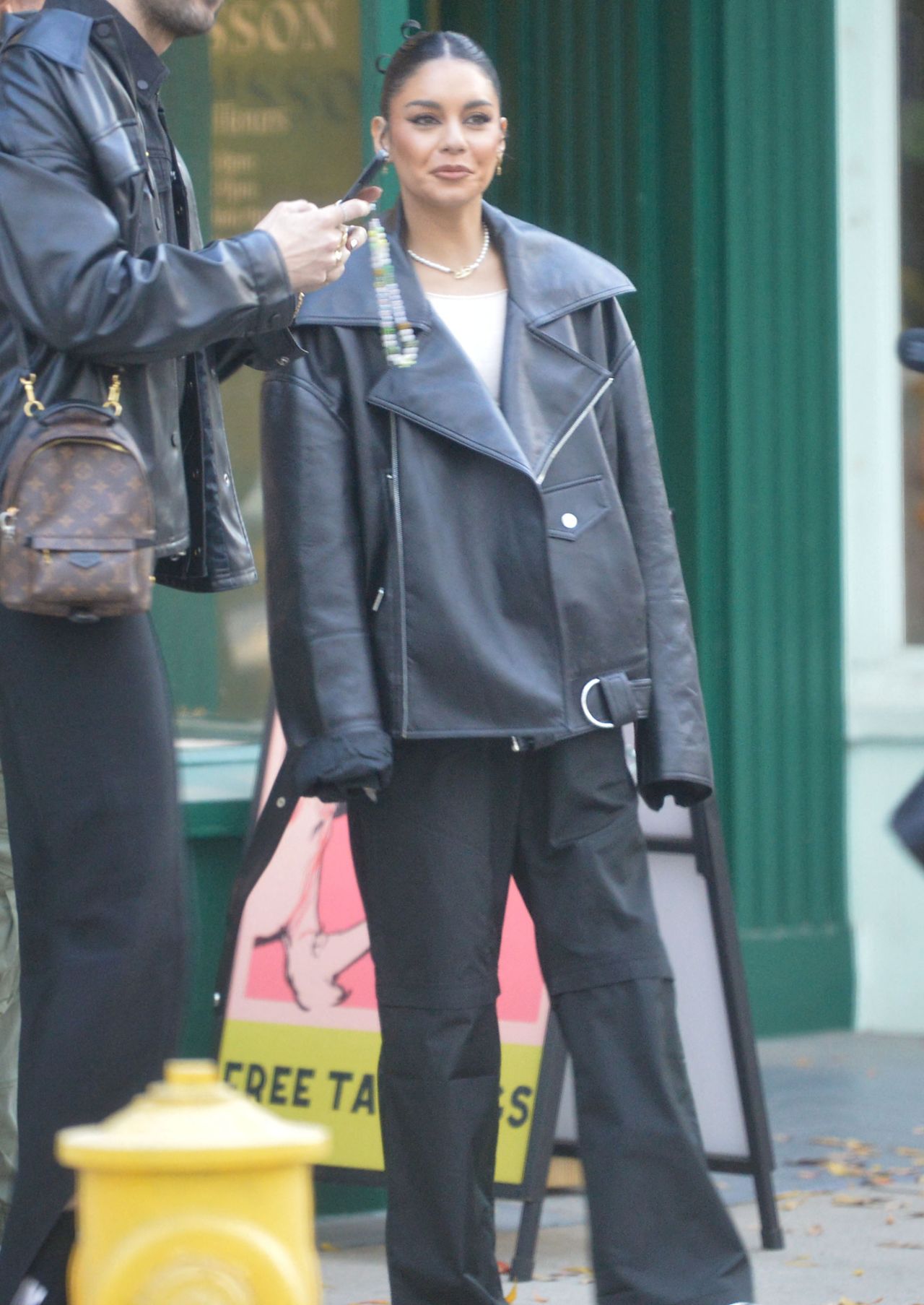 Vanessa Hudgens Wears a Black Leather Jacket - Los Angeles 12/01/2022 ...