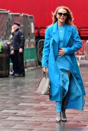 Amanda Holden in Blue Co-ord With Thigh-split and Knee High Boots - London 01/12/2023