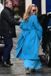Amanda Holden in Blue Co-ord With Thigh-split and Knee High Boots - London 01/12/2023