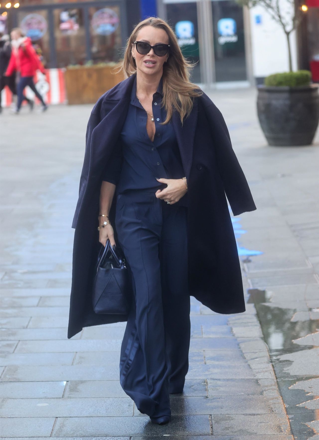 Amanda Holden Wearing a Blue Blouse and Matching Trousers in London 01 ...