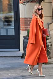Amanda Holden Wearing an Orange Dress by Karen Millen - London 01/20/2023