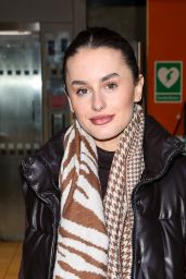 Amber Davies Wearing a Winter Scarf and Body Warmer - London 01/16/2023