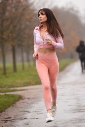 April Banbury Wearing Tight Lycra Sportswear and Crop Top - London Park 01/03/2023
