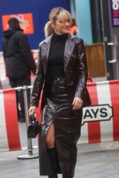 Ashley Roberts in Chocolate Leather Skirt and Jacket With Knee High Boots - London 01/13/2023