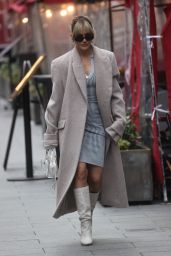 Ashley Roberts Wearing a Striped Minidress - London 01/26/2023