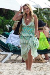 Claire Sweeney in Maxi Dress - Beach in Barbados 01/12/2023