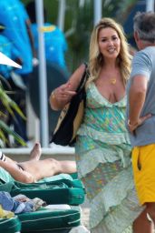 Claire Sweeney in Maxi Dress - Beach in Barbados 01/12/2023