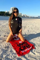 Claudia Romani - Milan Inter Super Coppa’s Eve Wearing Her Team Colors in Miami 01/17/2023