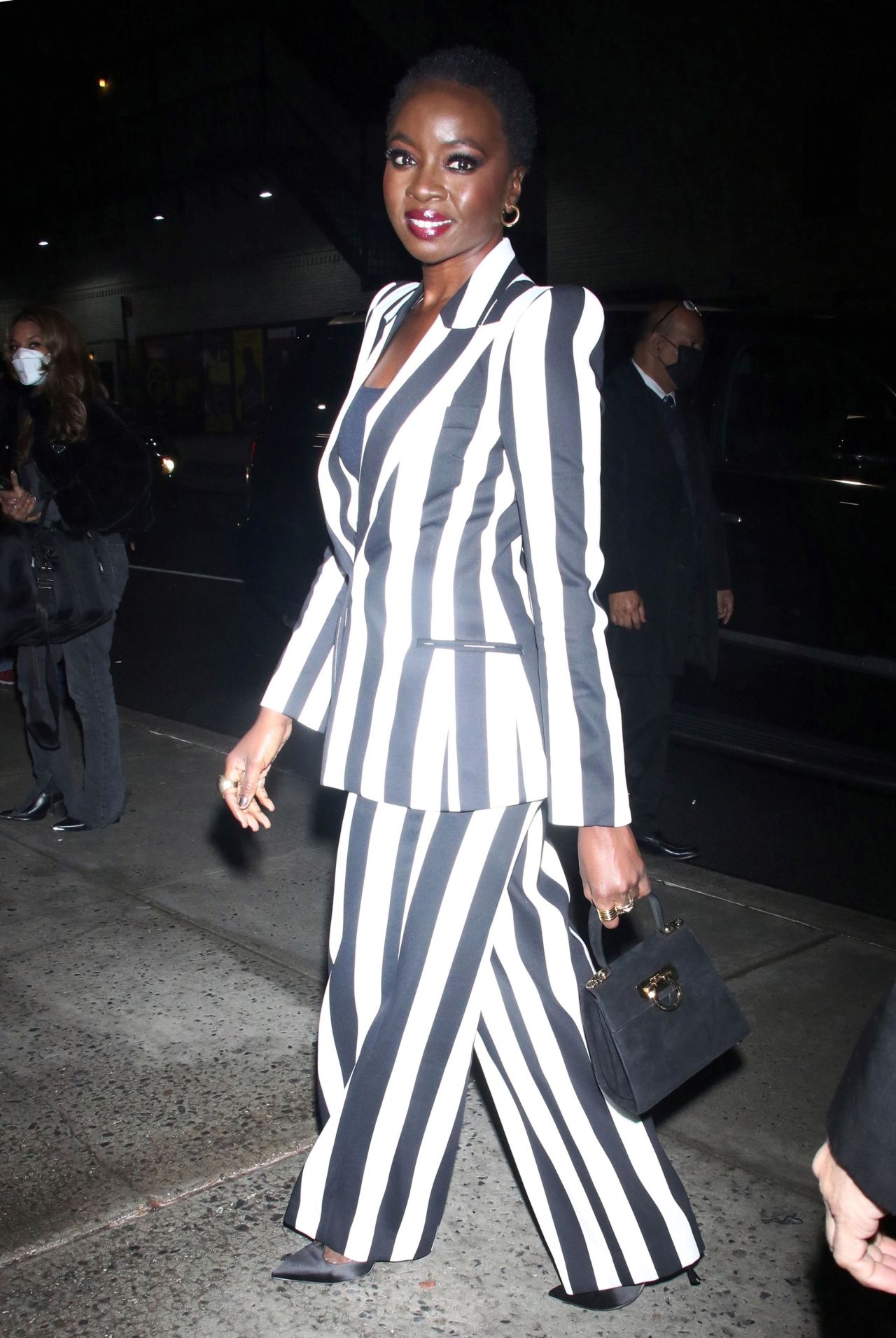 Danai Gurira in Stripes at The Late Show With Stephan Colbert in New ...