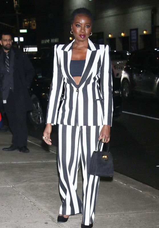 Danai Gurira in Stripes at The Late Show With Stephan Colbert in New York 01/12/2023