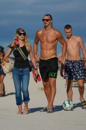 Helena Seger and Zlatan Ibrahimovic on the Beach in Miami 01/02/2023