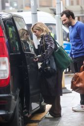 Jenna Coleman Wearing a Chocolate Leather Coat - London 01/07/2023