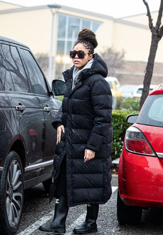 Jordyn Woods in a Full Length Puffer Jacket and Coco Chanel Boots in Calabasas 01/09/2023