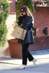 Katie Holmes in a Black Leather Coat - Shopping in Manhattan 01/16/2023