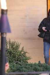 Kendall Jenner Wearsing Off-duty Puffer Coat and Blue Jeans at Nobu in Malibu 01/27/2023