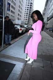 Kenya Moore in Pink - Leaving FOX on the East Side in New York 01/03/2023