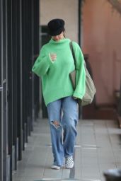 Minka Kelly in a Mock Neck Green Sweater in West Hollywood 01/04/2023