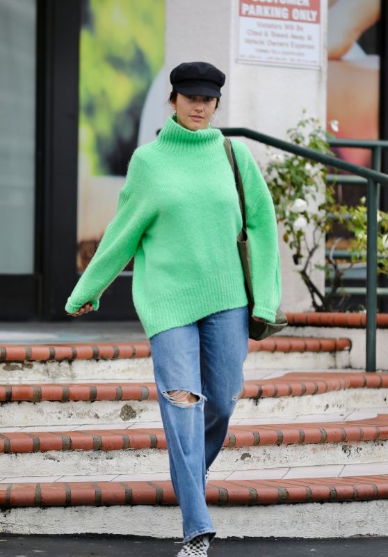 Minka Kelly in a Mock Neck Green Sweater in West Hollywood 01/04/2023