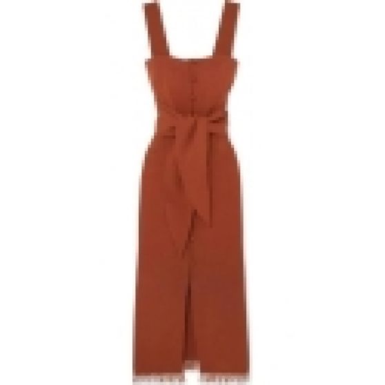 Nanushka Riley Tie-Front Canvas Midi Dress