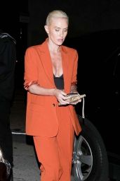 Nicky Whelan in a Red Pantsuit at Craig