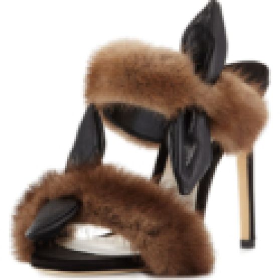 Olgana Paris Celeste Mink Fur Mule Sandals in Brown