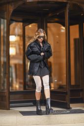 Rita Ora in a Stylish Black Jacket Paired With Platform Boots - Exits the Lutetia Hotel in Paris 01/26/2023
