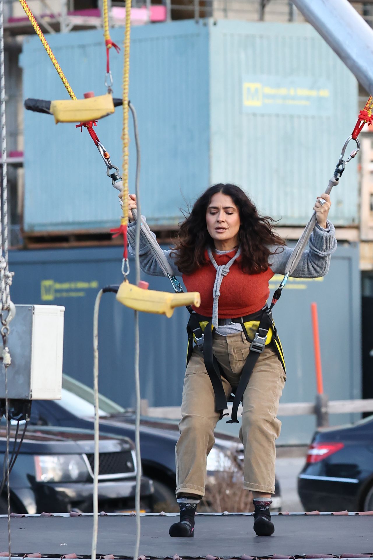 Salma Hayek on a Bungee Trampoline in Gstaad 01/01/2023 • CelebMafia