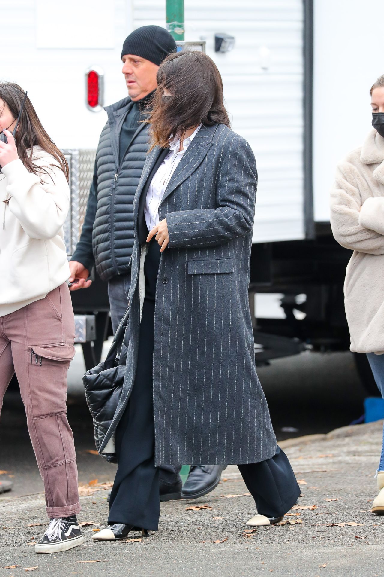 Selena Gomez In Long Robe Coat Out in Ny April 8, 2023