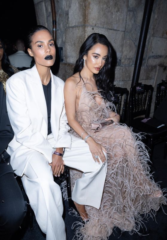 Tina Kunakey and Amina Muaddi – Valentino Haute Couture Show at Paris Fashion Week 01/25/2023