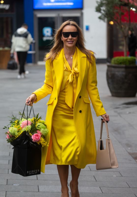 Amanda Holden in an Eye-Catching Yellow Dress - London 02/20/2023