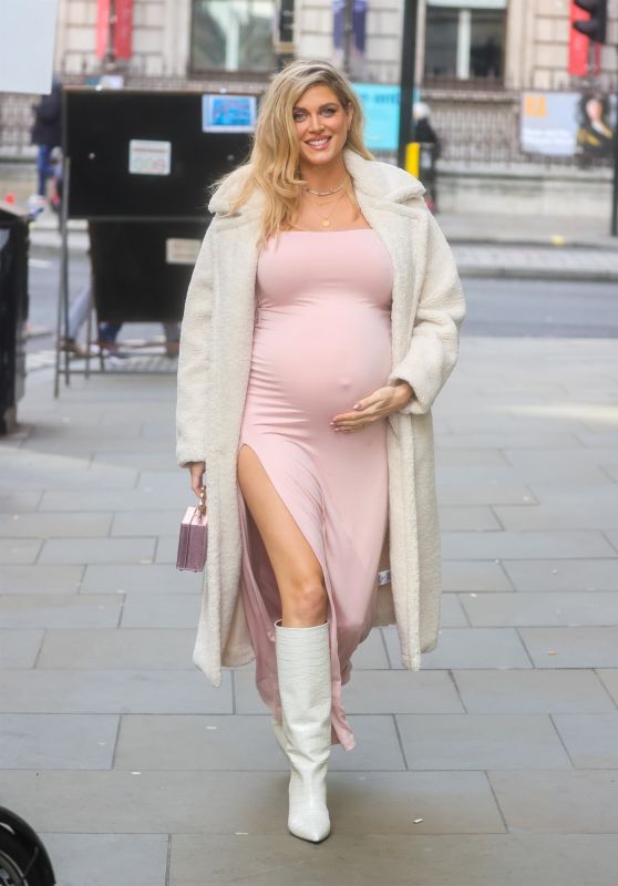 Ashley James in Pink Arriving at Her Baby Shower in London 02/05/2023