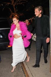 Bella Thorne in a Pink Fur Coat - Out in New York 02/14/2023